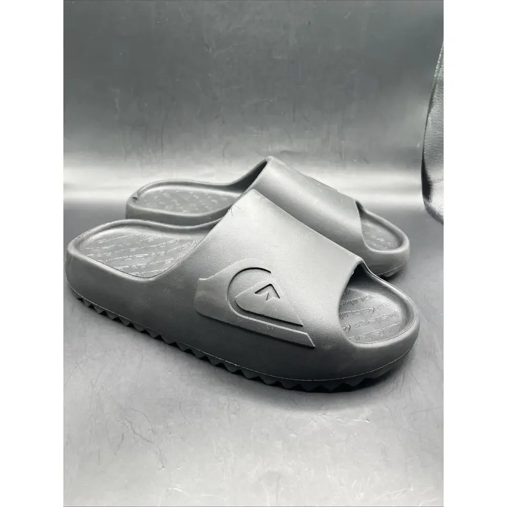 QUIKSILVER Men Sz 12 Slides Flip Flops Sandals Shoes Black